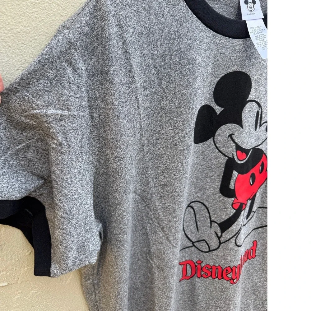 Disney NEW Disneyland Mickey Mouse Classic Ringer Grey T Shirt XXXL Retro